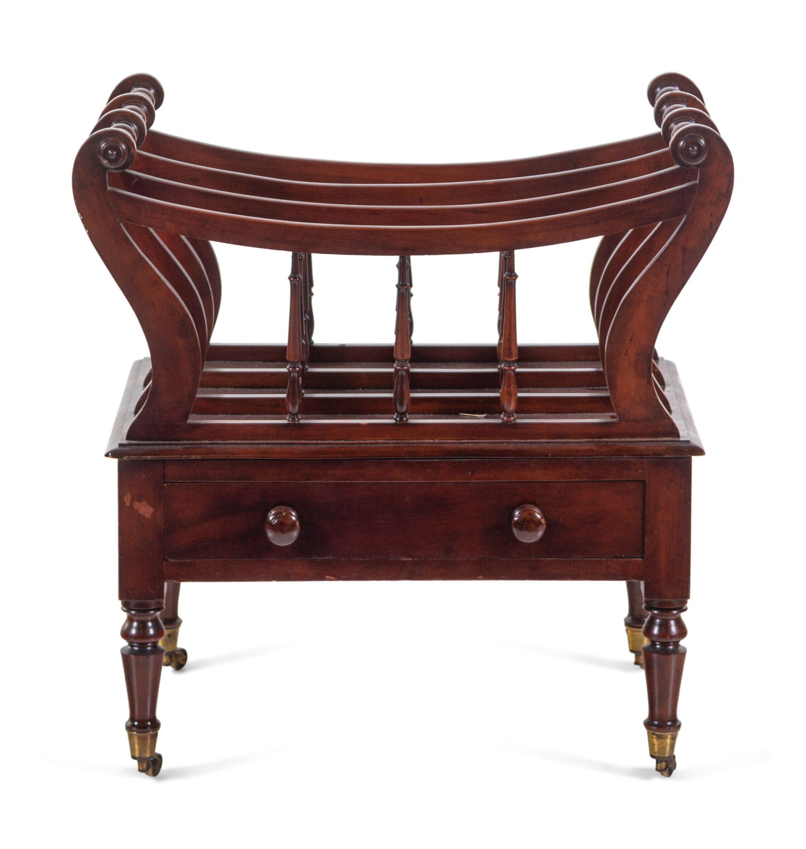 An Edwardian Mahogany Canterbury: An Edwardian Mahogany Canterbury Circa 1900 Height 23 x width 22 1/4 x depth 14 1/2 inches. Property from a Robert Metzger-designed interior, Maryland