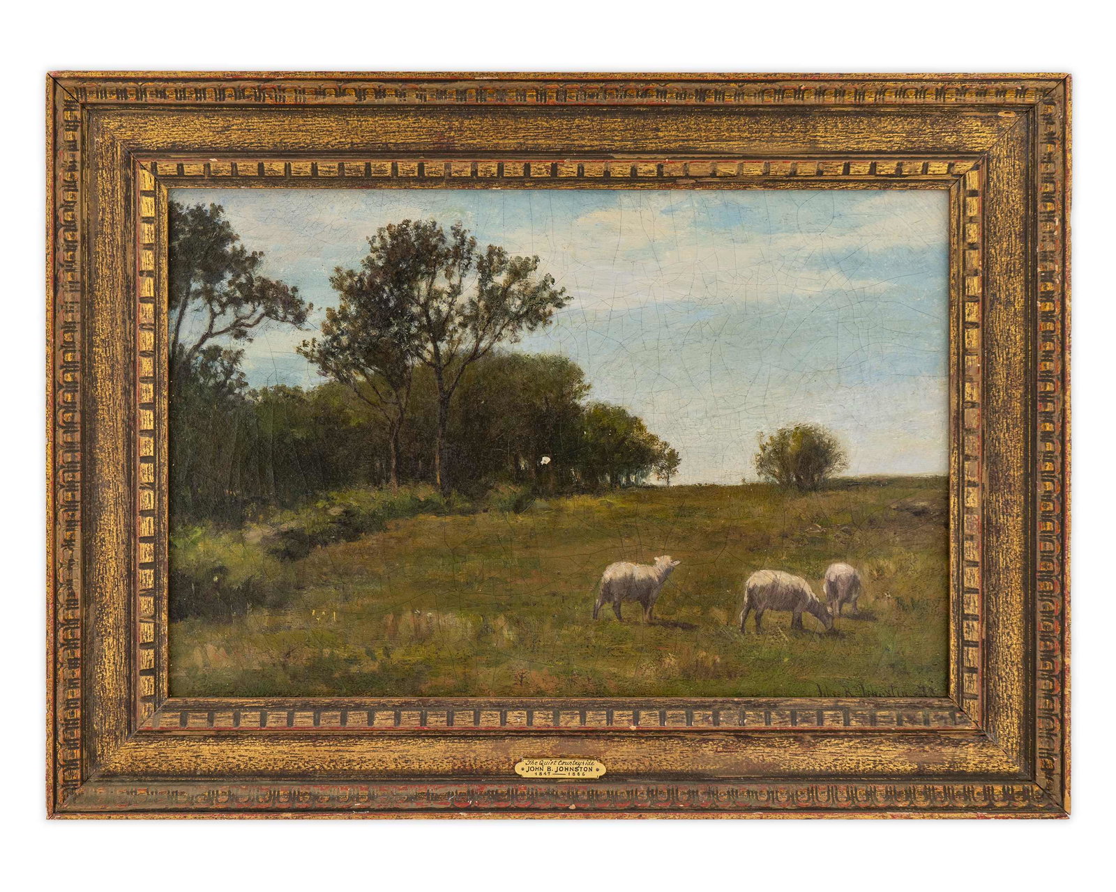 John Bernard Johnston (American, 1847-1886): John Bernard Johnston (American, 1847-1886) The Quiet Countryside, 1878 oil on canvas signed John B. Johnston and dated (lower right) 12 1/2 x 18 inches. Property from the Collection of Harry Peterson
