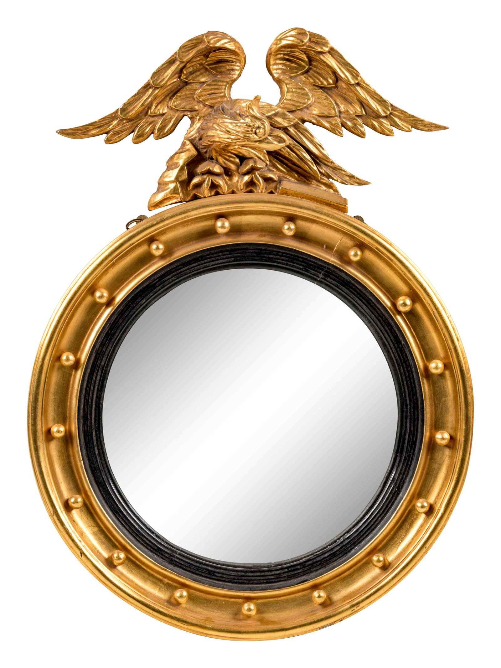 A Federal Style Giltwood Convex Mirror: A Federal Style Giltwood Convex Mirror 20th Century Height 35 inches. Property from Christa's Ltd., Chicago, Illinois