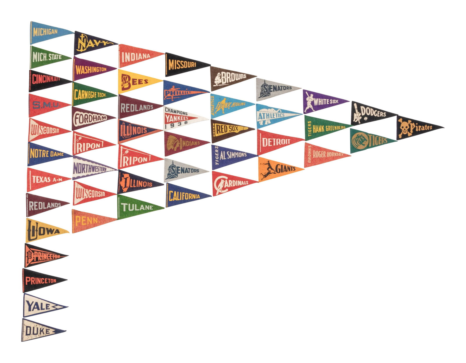 A Collection of 45 BF3 1936 Mini Baseball and College (1 of 2)