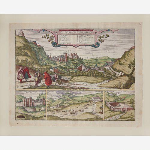 [Maps & Atlases] Braun, Georg, and Frans Hogenberg,: [Maps & Atlases] Braun, Georg, and Frans HogenbergGroup of 5 Sixteenth Century Views1. Amoenissimus castri Granatensis, vulgo Alhambre dicti, ab Oriente prospectus(Cologne, ca. 1598). Hand-colored eng