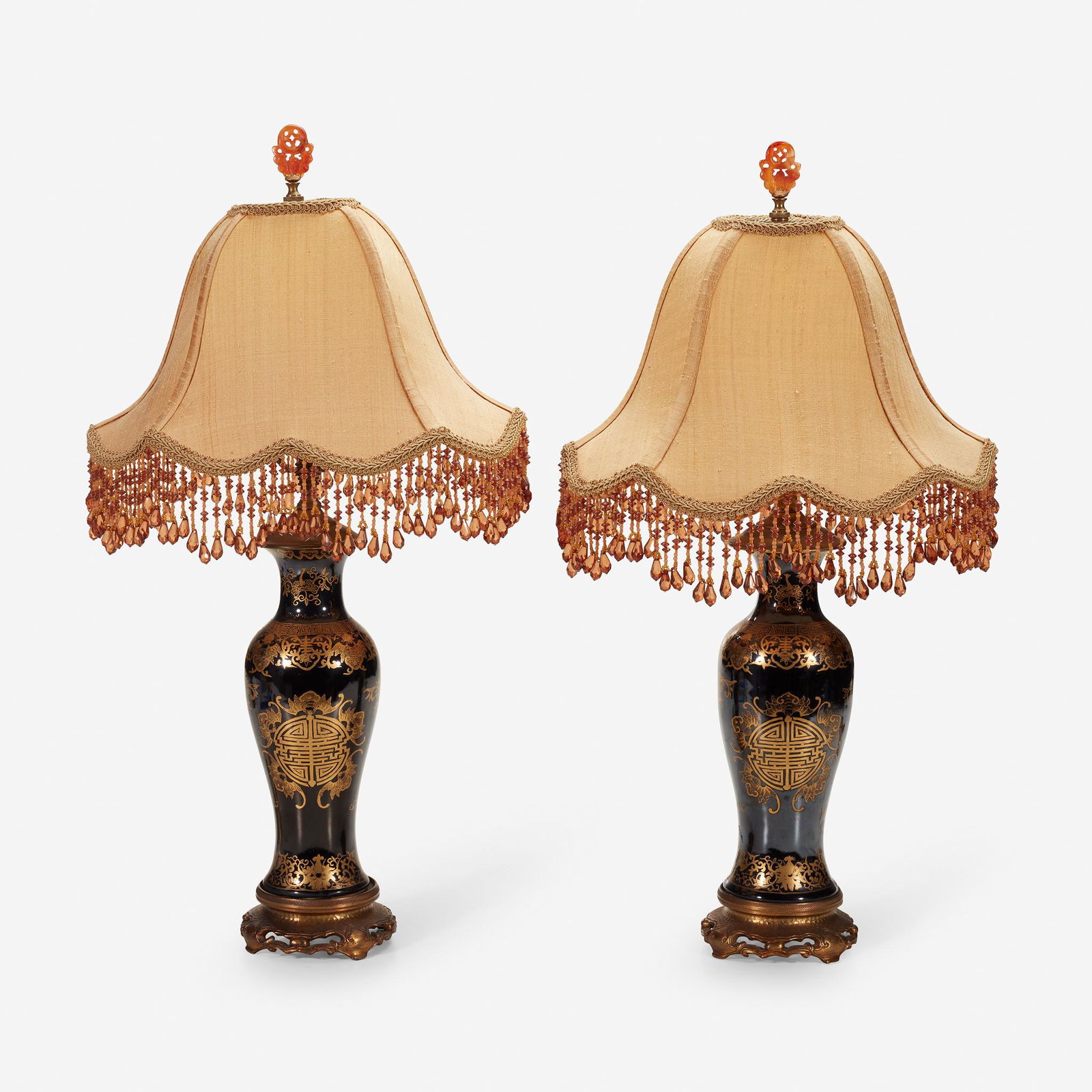 A pair of Japonesque gilt-bronze mounted parcel-gilt (1 of 1)