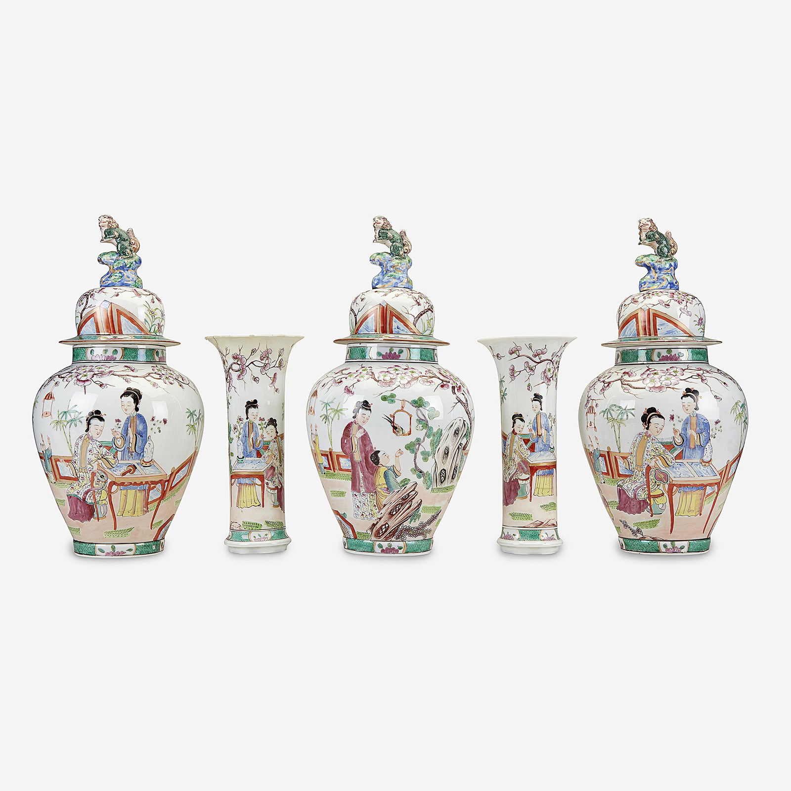 A Bayeux famille rose porcelain five-piece garniture, (1 of 1)