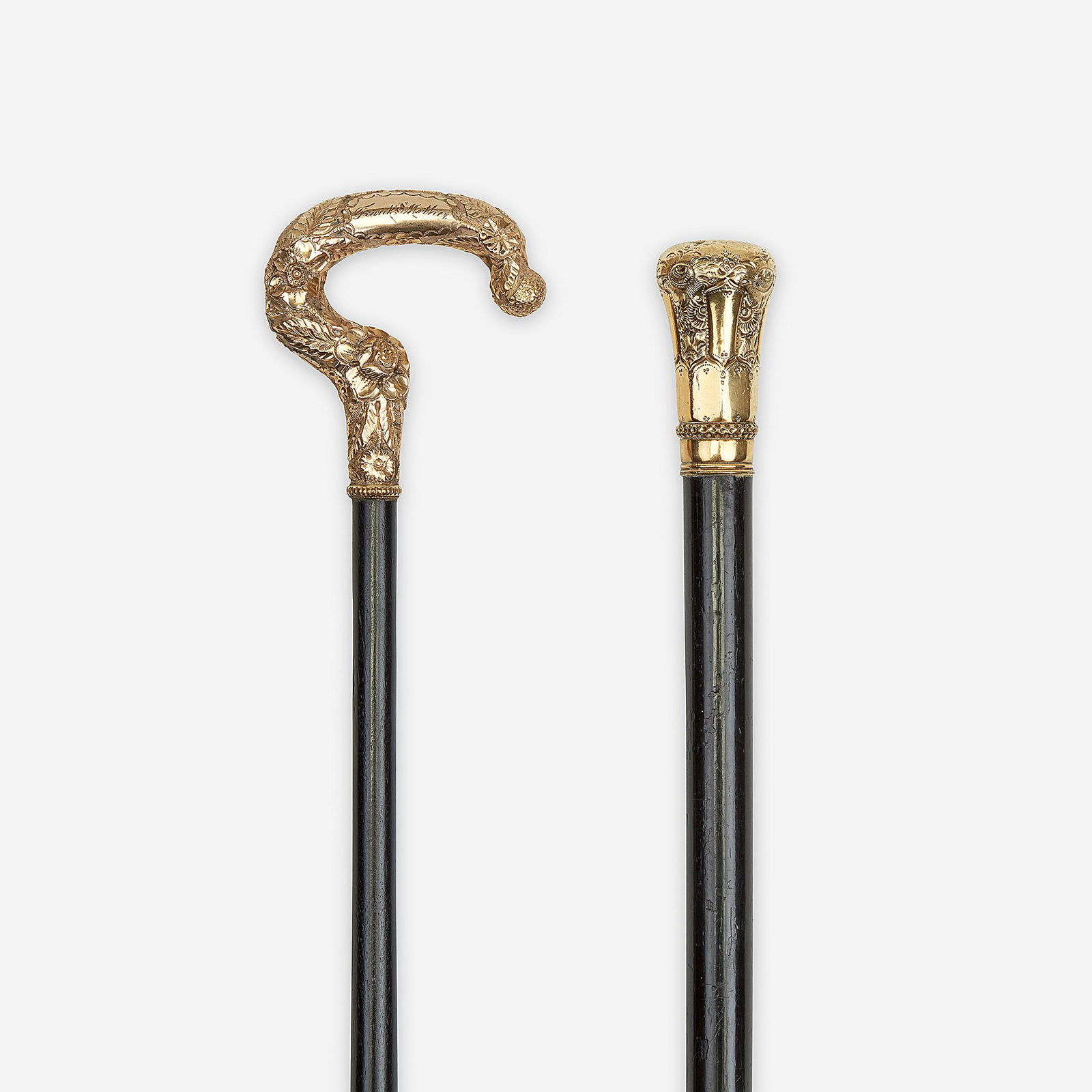 Two gold-mounted ladies' canes, Various dates late (1 of 2)