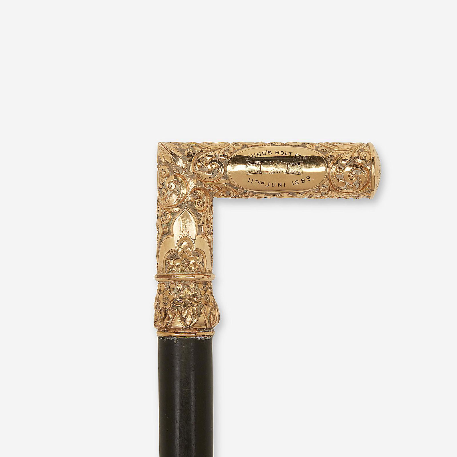 A German 10-karat gold and ebony gentleman's cane, (1 of 2)