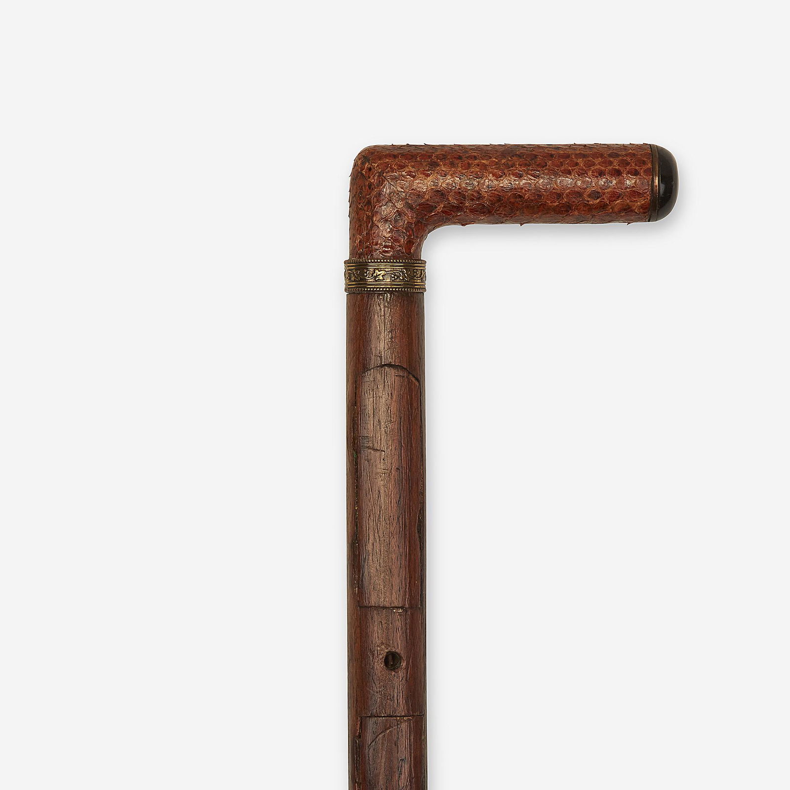A brass-mounted ebony and rosewood artist's cane, 19th (1 of 4)