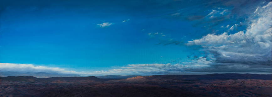 William Berra (American, b. 1952) View from Chimayo,: William Berra (American, b. 1952) View from Chimayo, New Mexico oil on canvas signed Wm. Berra (lower right) 48 x 132 inches