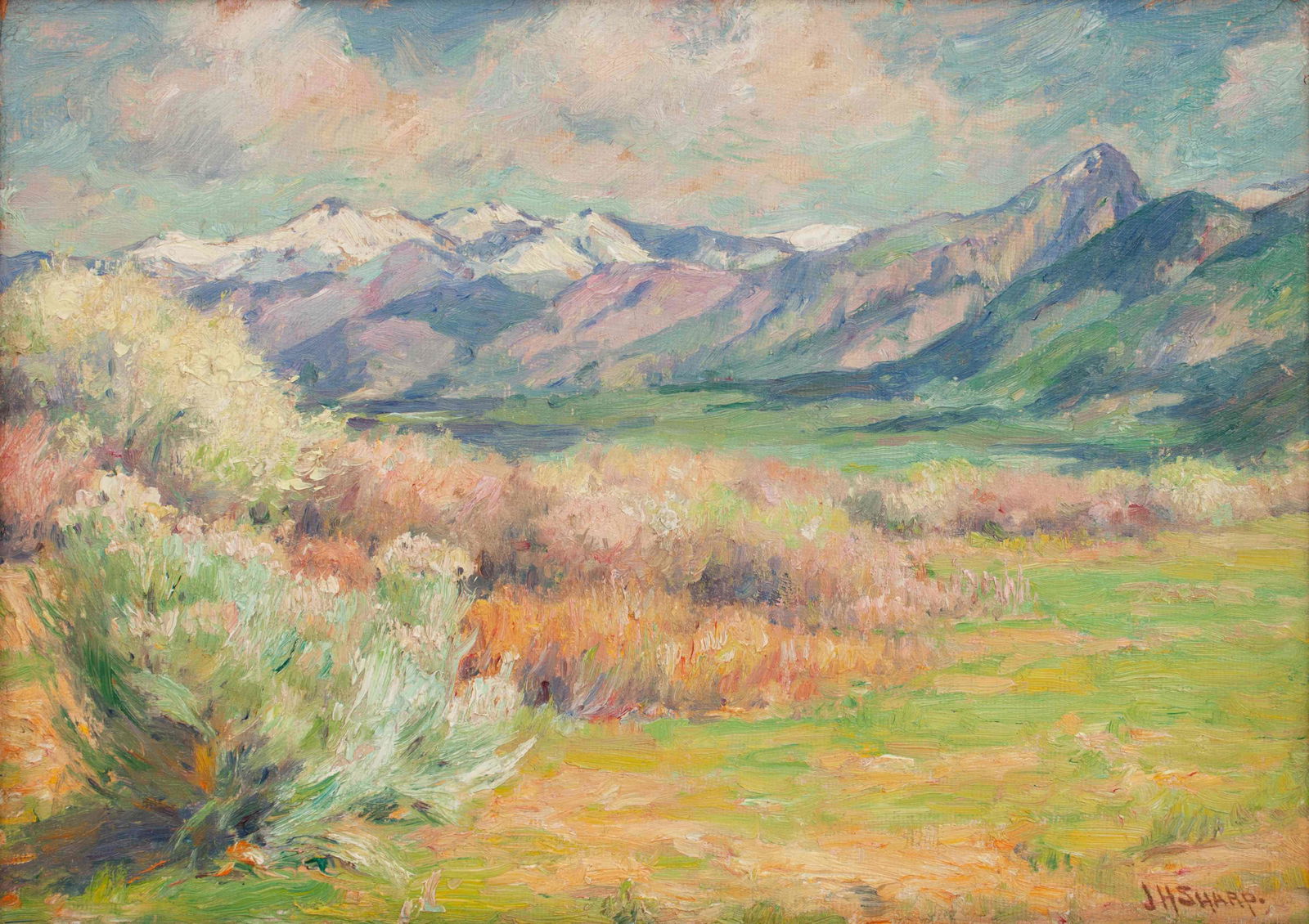 Joseph Henry Sharp (American, 1859-1953) Wild Plum: Joseph Henry Sharp (American, 1859-1953) Wild Plum Blossoms (Spring in Taos) oil on canvas signed J.H. Sharp (lower right) 10 x 14 inches