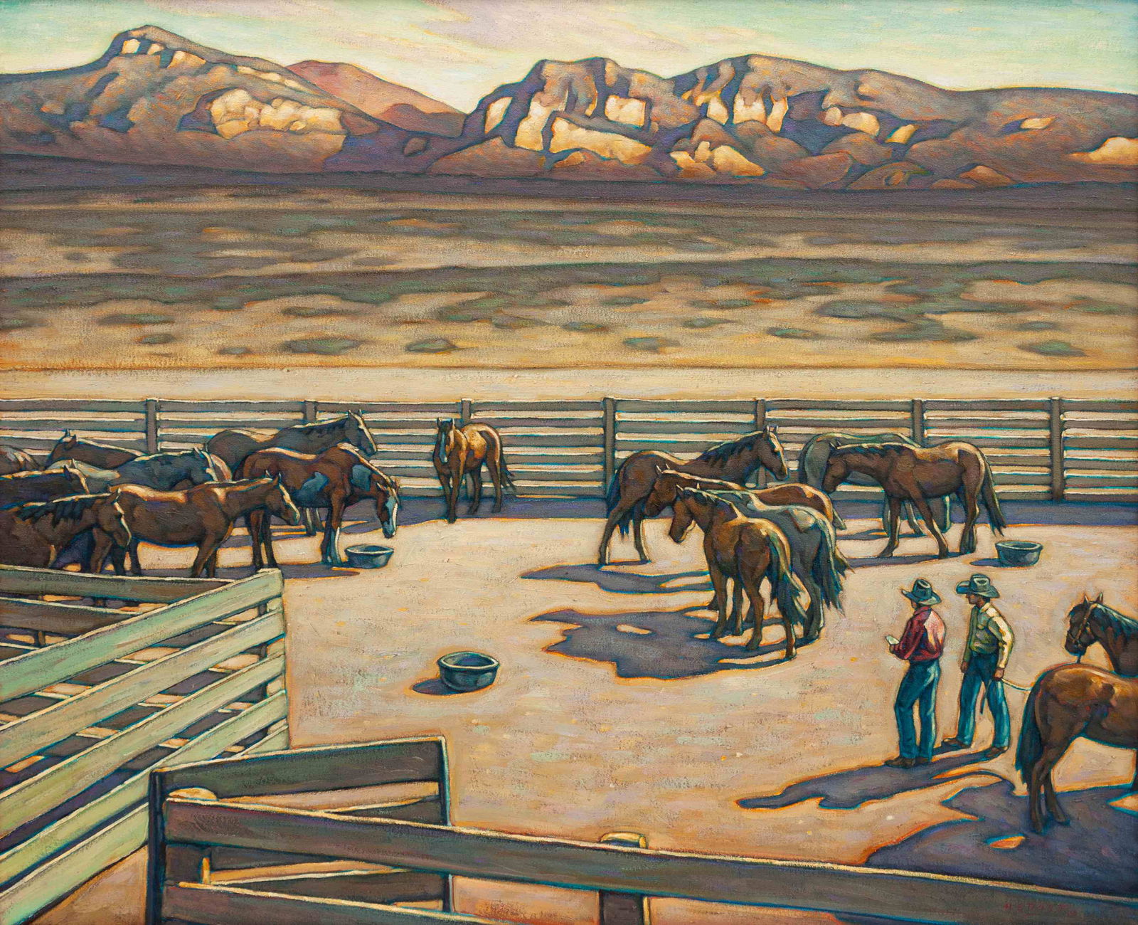 Howard Post (American, b. 1948) Cowboys: Howard Post (American, b. 1948) Cowboys oil on canvas signed H Post (lower right) 36 x 44 inches