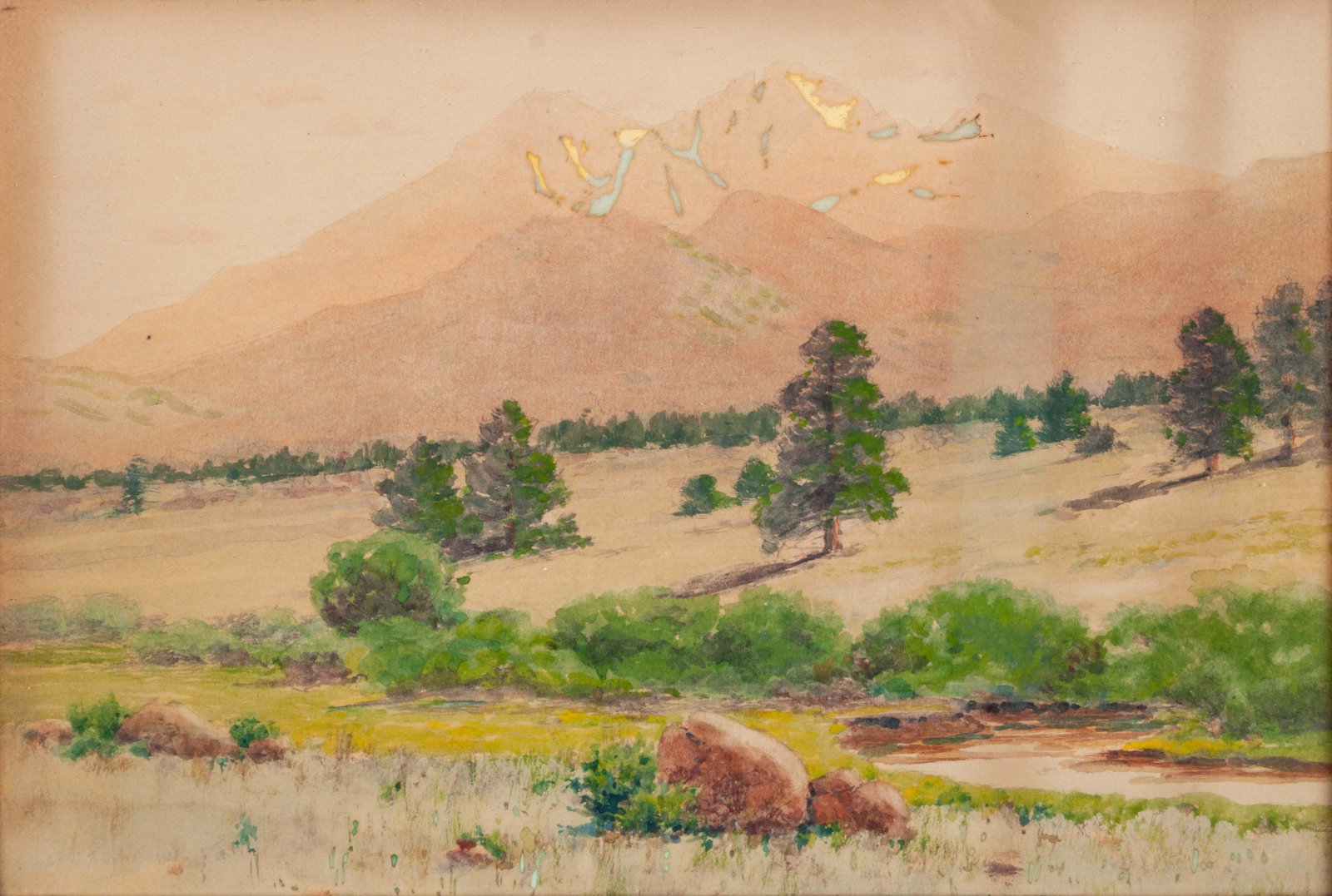 Charles Partridge Adams (American, 1858-1942) Long's: Charles Partridge Adams (American, 1858-1942) Long's Peak from Estes Park, Summer Afternoon watercolor on paper signed Charles Partridge Adams (lower left) 8 1/2 x 12 1/2 inches