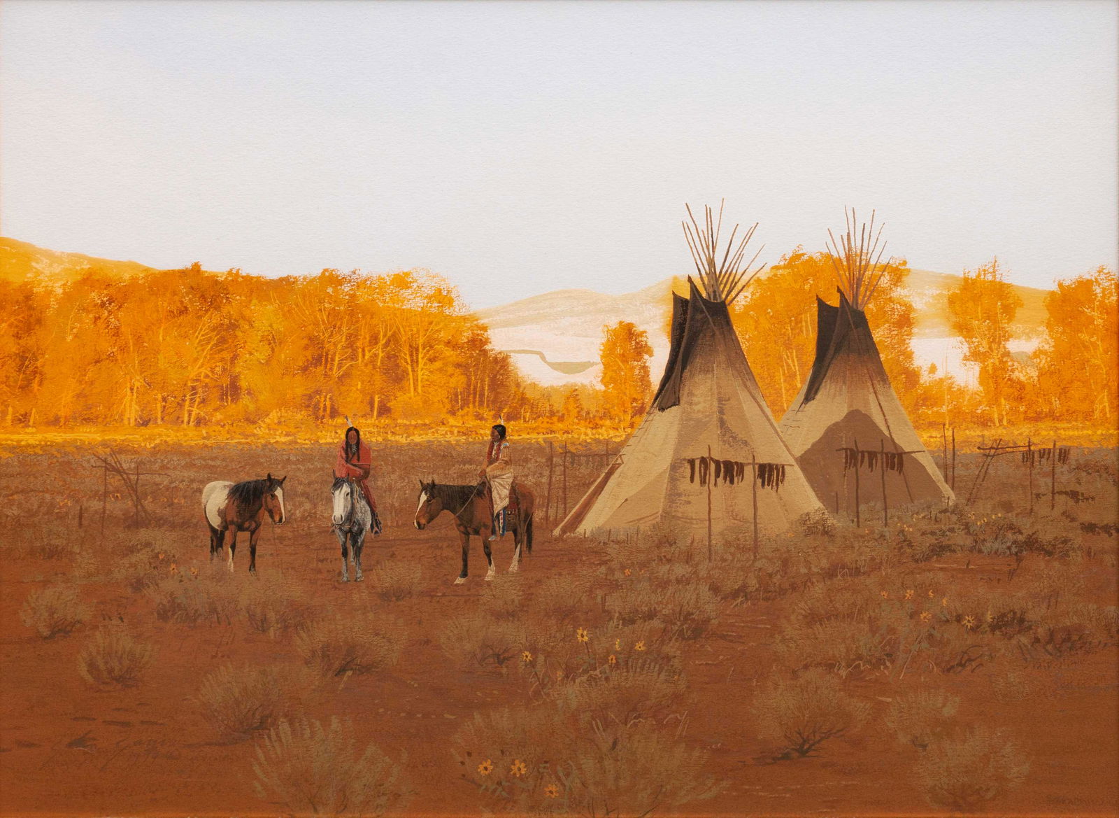 John Jarvis (American, b. 1946) Autumn Encampment: John Jarvis (American, b. 1946) Autumn Encampment gouache on paper signed John Jarvis (lower left) 14 x 19 inches