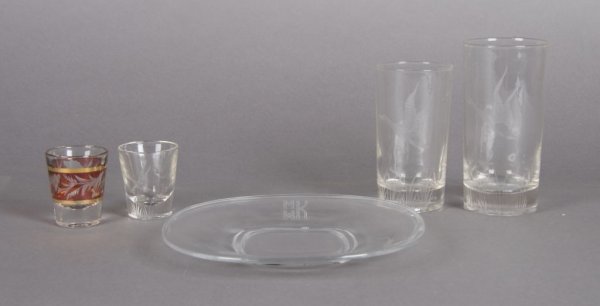 A Group of Cut Glass Juice and Water Glasses, Heig