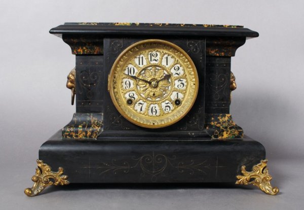An American Faux Marble Mantle Clock, Seth Thomas,
