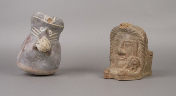 Two Pre-Columbian Pottery Vessels, Height of talle