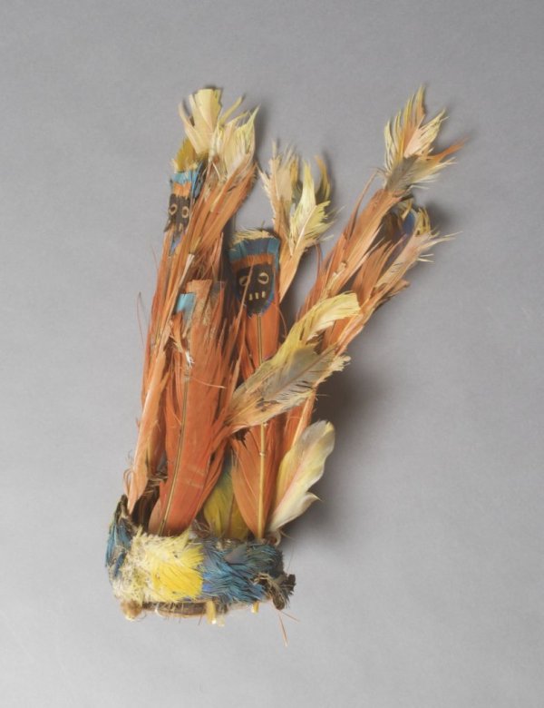 A Huari Feather Headdress or Crown, Height 10 inc
