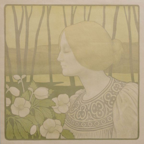 Paul Berthon, (French, 1872-1909), Roses de Noel: Paul Berthon (French, 1872-1909) Roses de Noel lithograph initialed "PB" (lower left) 19 1/2 x 18 1/2 inches. Property from the Estate of Dr. Milton and Paula Gutglass, Milwaukee, Wisconsin