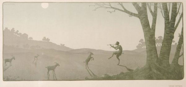 Paul Berthon, (French, 1872-1909), Vision Antique,: Paul Berthon (French, 1872-1909) Vision Antique, 1899 color lithograph 10 1/4 x 23 1/2 inches. Property from the Estate of Dr. Milton and Paula Gutglass, Milwaukee, Wisconsin