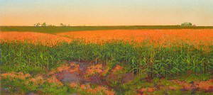 James Winn, (American, 20th Century), August Corn: James Winn (American, 20th Century) August Corn acrylic on paper signed "Winn '83" (lower left) 9 x 20 inches.