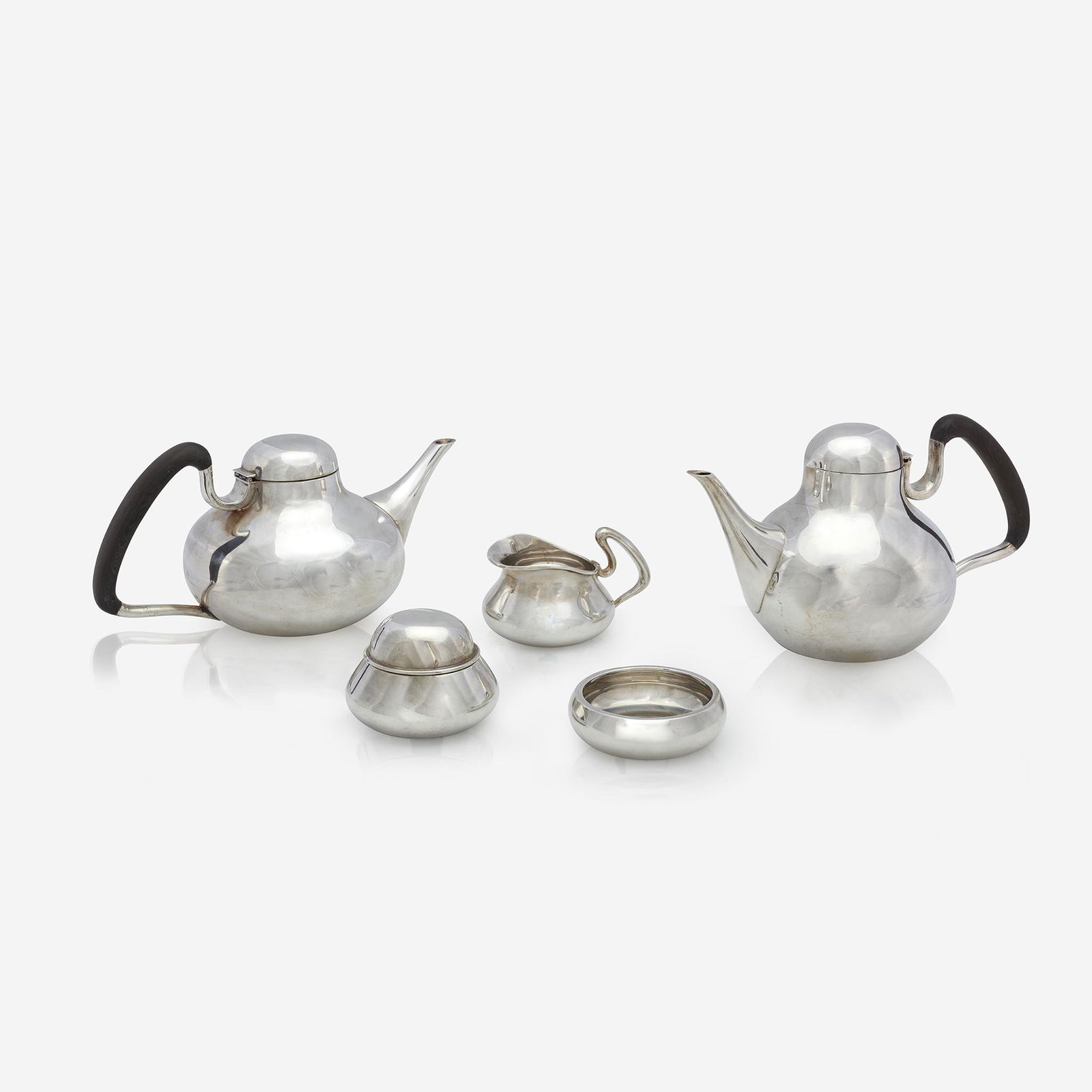 A Mexican sterling silver modernist five-piece tea (1 of 1)