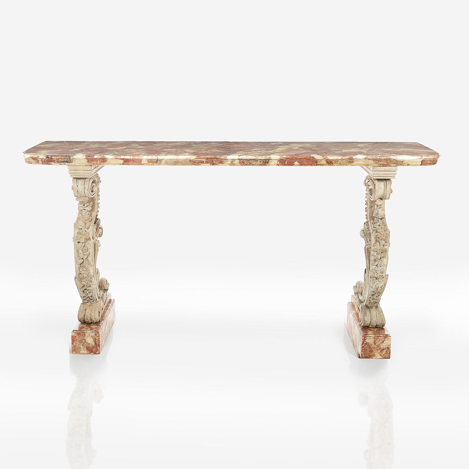 A faux marble and cream-painted console table, (1 of 1)