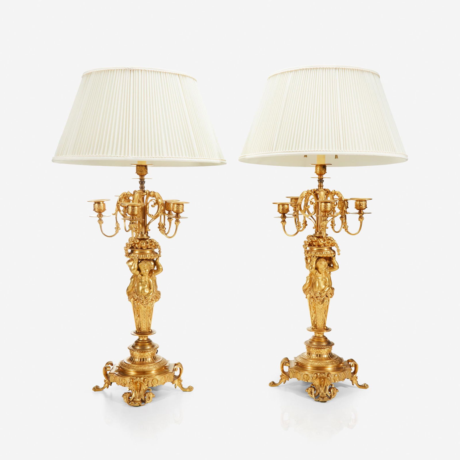 A pair of Napoleon III ormolu five-light figural (1 of 1)