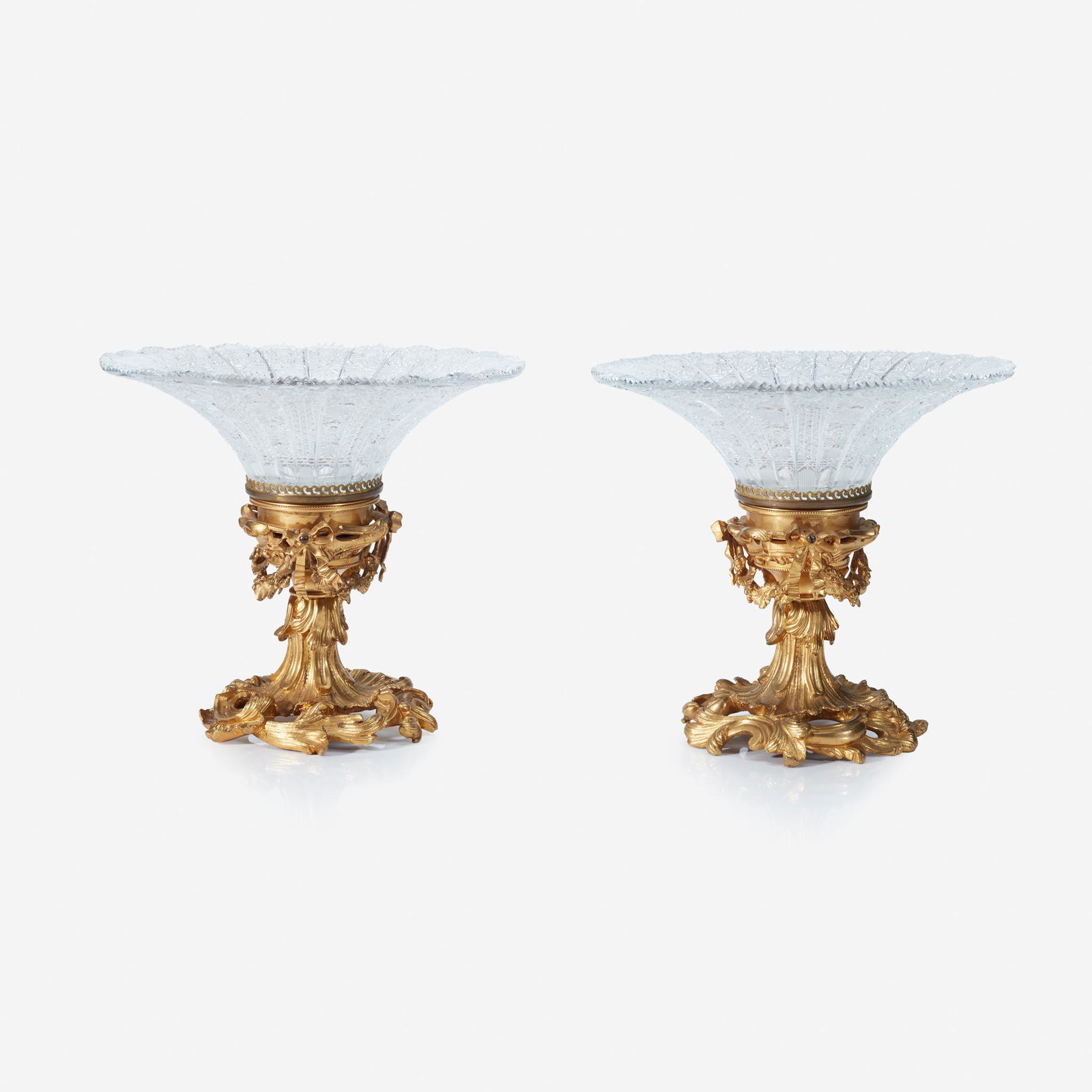 A pair of Louis XV style gilt-bronze and crystal tazze (1 of 2)