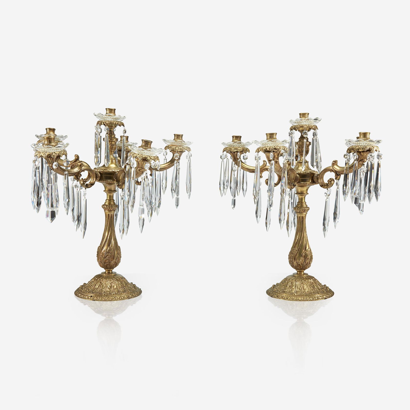 A large pair of Louis XV style gilt-bronze and cut (1 of 2)