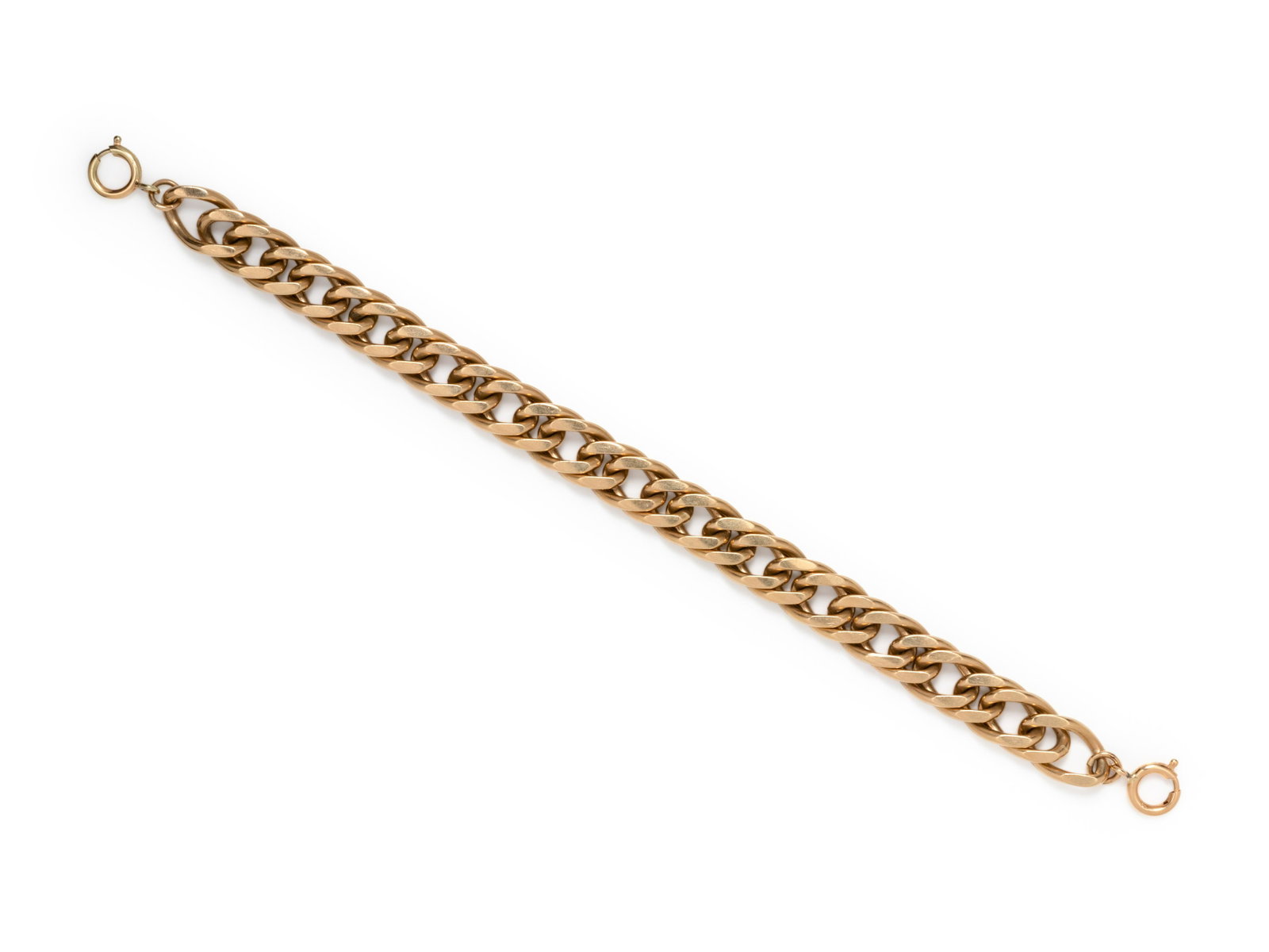 YELLOW GOLD BRACELET: YELLOW GOLD BRACELET Consisting of a curb link chain measuring approximately 10.10 mm wide. Clasp stamp: 14K. 28.00 dwt. Property of a Midwestern Museum