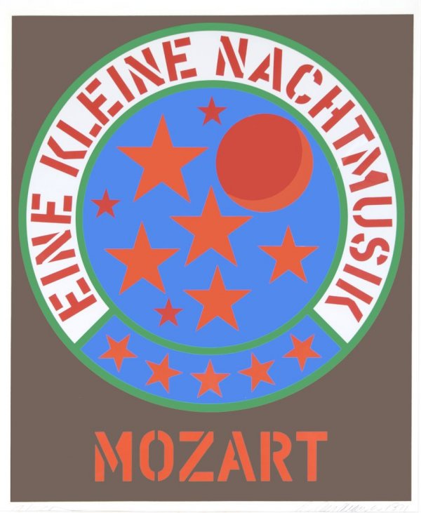Robert Indiana, (American, b. 1928), Mozart: Robert Indiana (American, b. 1928) Mozart color silkscreen edition of 250 signed (lower right) 23 1/2 x 19 1/2 inches.