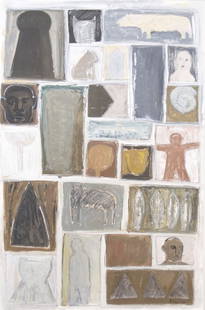 Philippe Cognee, (French, b. 1957), Untitled, 1987: Philippe Cognee (French, b. 1957) Untitled, 1987 acrylic on paper signed and dated 1987 (lower right) 47 x 31 1/2 inches.