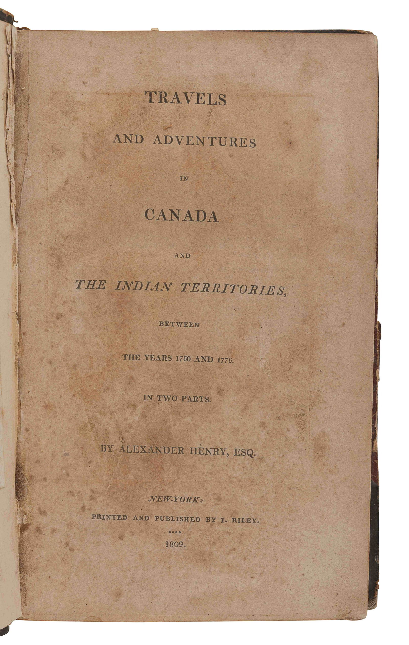 HENRY, Alexander (1739-1824). Travels and Adventures in (1 of 1)