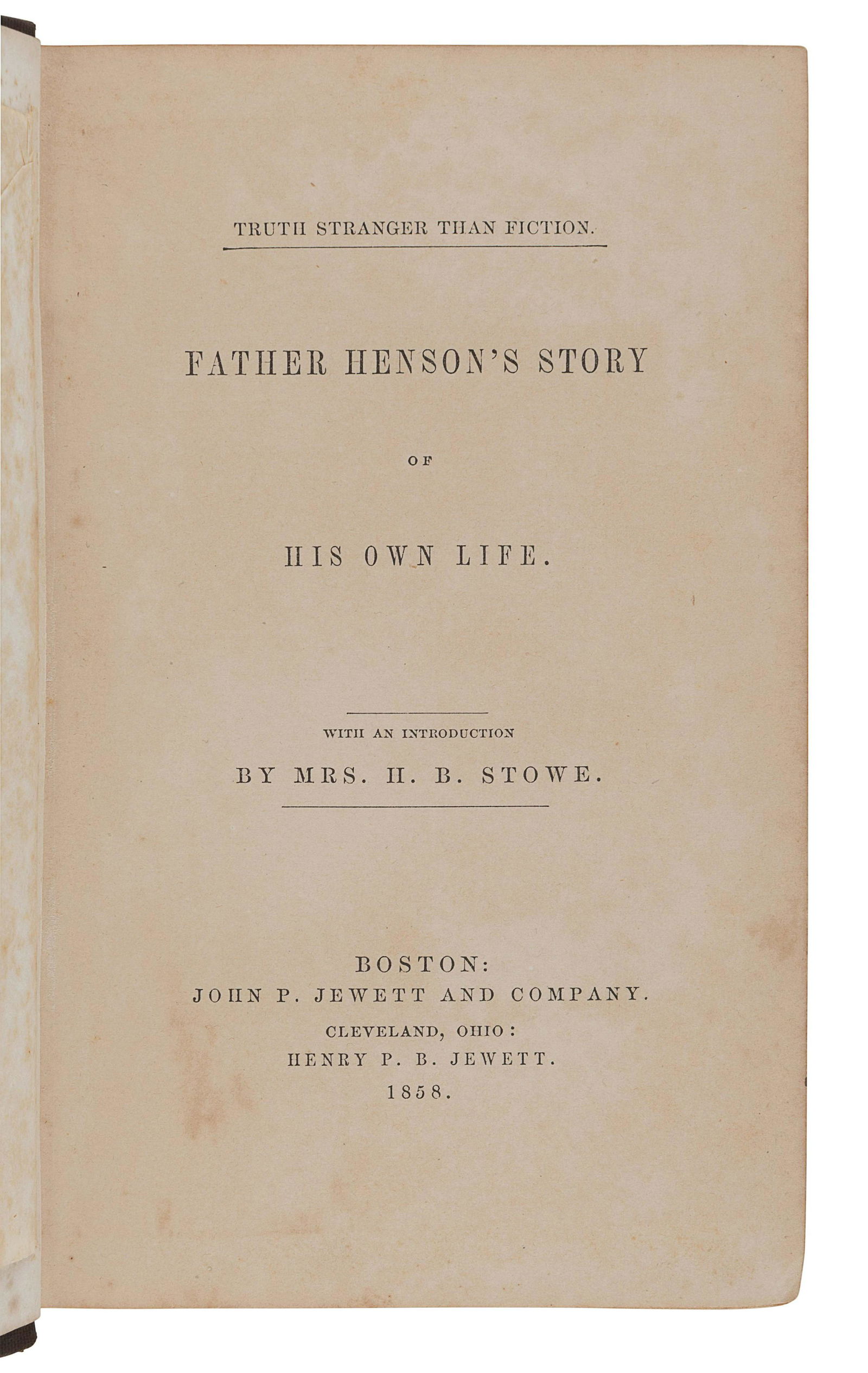 STOWE, Harriet Beecher (1811-1896) -- HENSON, Josiah (1 of 1)
