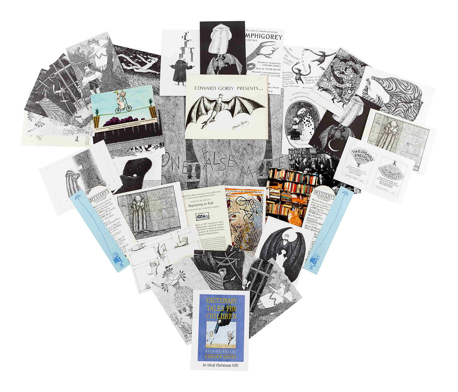 GOREY, Edward. A group of postcards, with one vinyl (1 of 1)