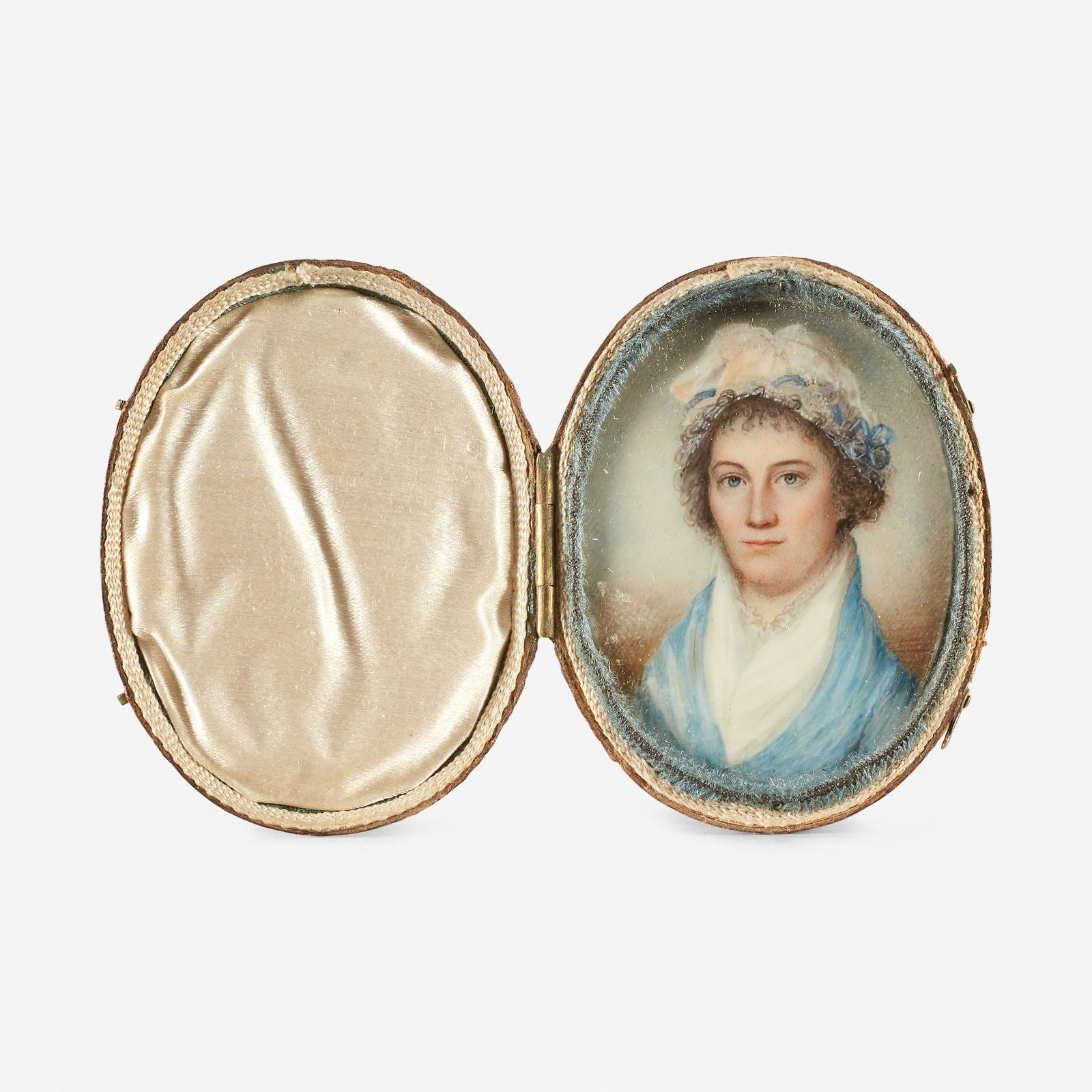 Attributed to James Peale (1749-1831), Portrait: Attributed to James Peale (1749-1831) Portrait Miniature of a Lady, circa 1790 Original red Moroccan leather case.2 1/2 in. x 2 in. (sight) PROVENANCE: Earle D. Vandekar of Knightsbridge, Inc.