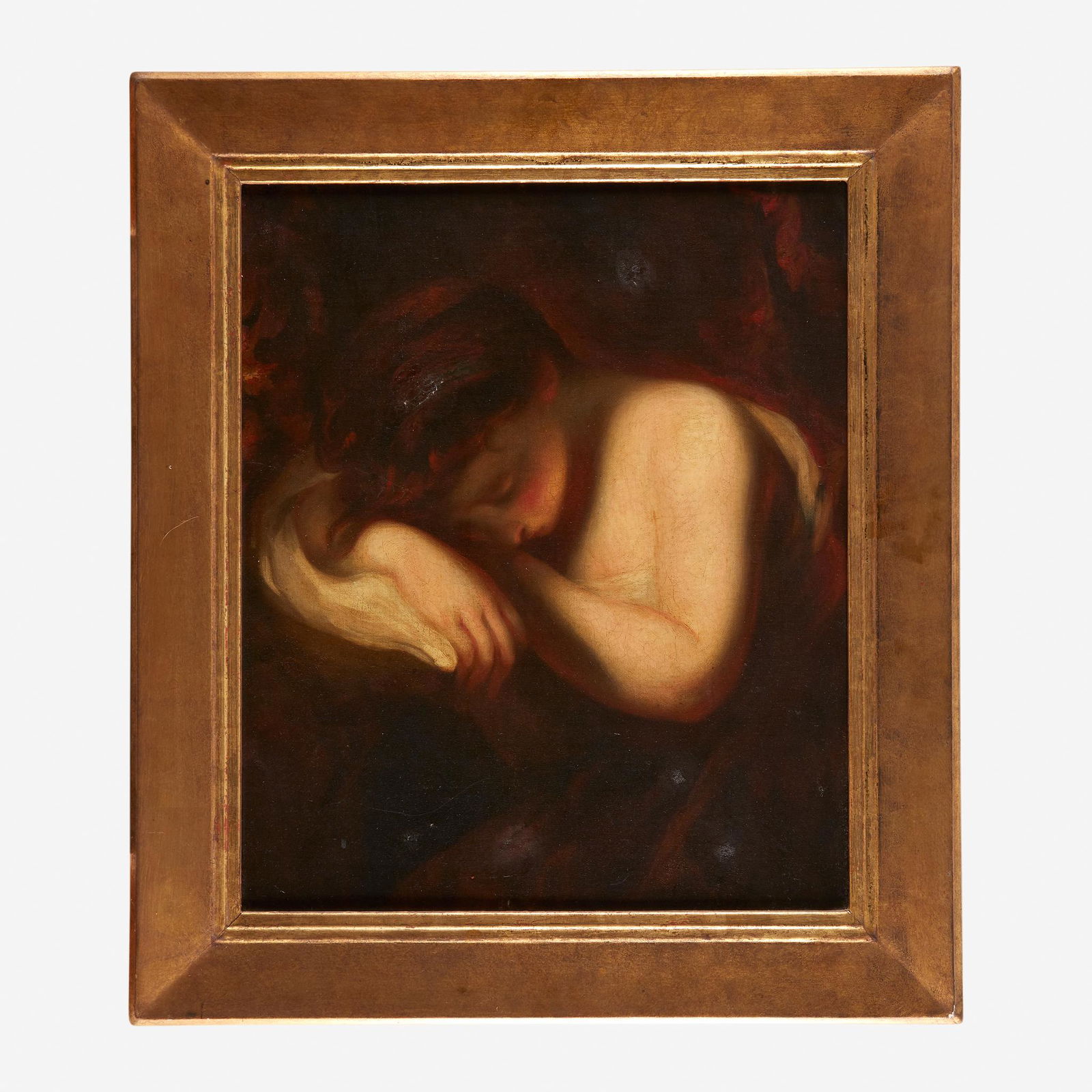 Thomas Sully (1783-1872) After Sir Joshua Reynolds: Thomas Sully (1783-1872)After Sir Joshua Reynolds (English, 1723-1792) Sleeping Girl, dated, "1838" Verso inscribed, "Sleeping Girl after Reynolds/ Original in possession of S. Rogers/ TS 1838", oil o