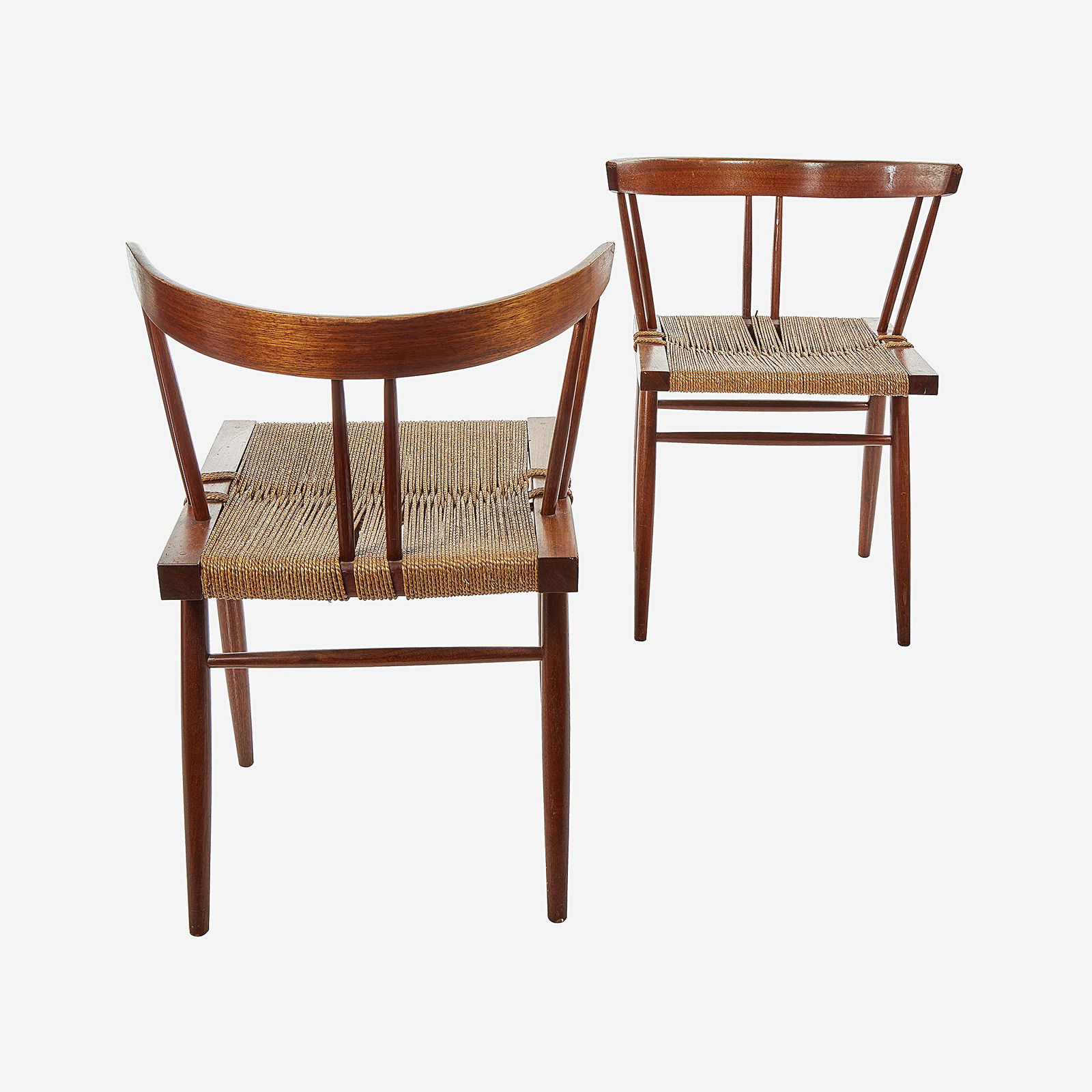 George Nakashima (1905-1990), Pair of "Grass-Seated" (1 of 2)