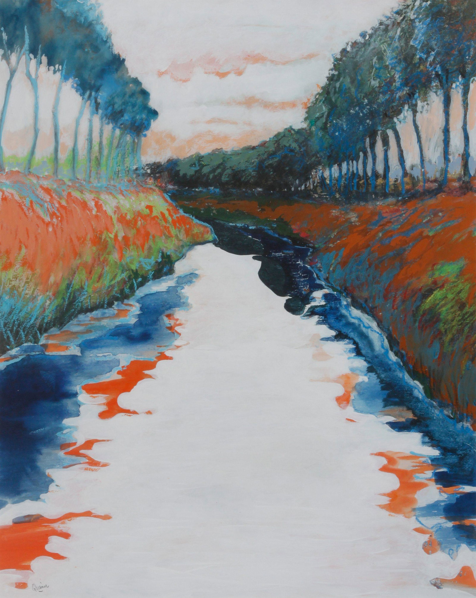 William Quinn (American, b. 1929) Damsevaart: William Quinn (American, b. 1929) Damsevaart gouache signed (lower left) 20 x 15 1/2 inches. Provenance: Elliot Smith Gallery, St. Louis Note to the buyer: This work is currently being stored at the H