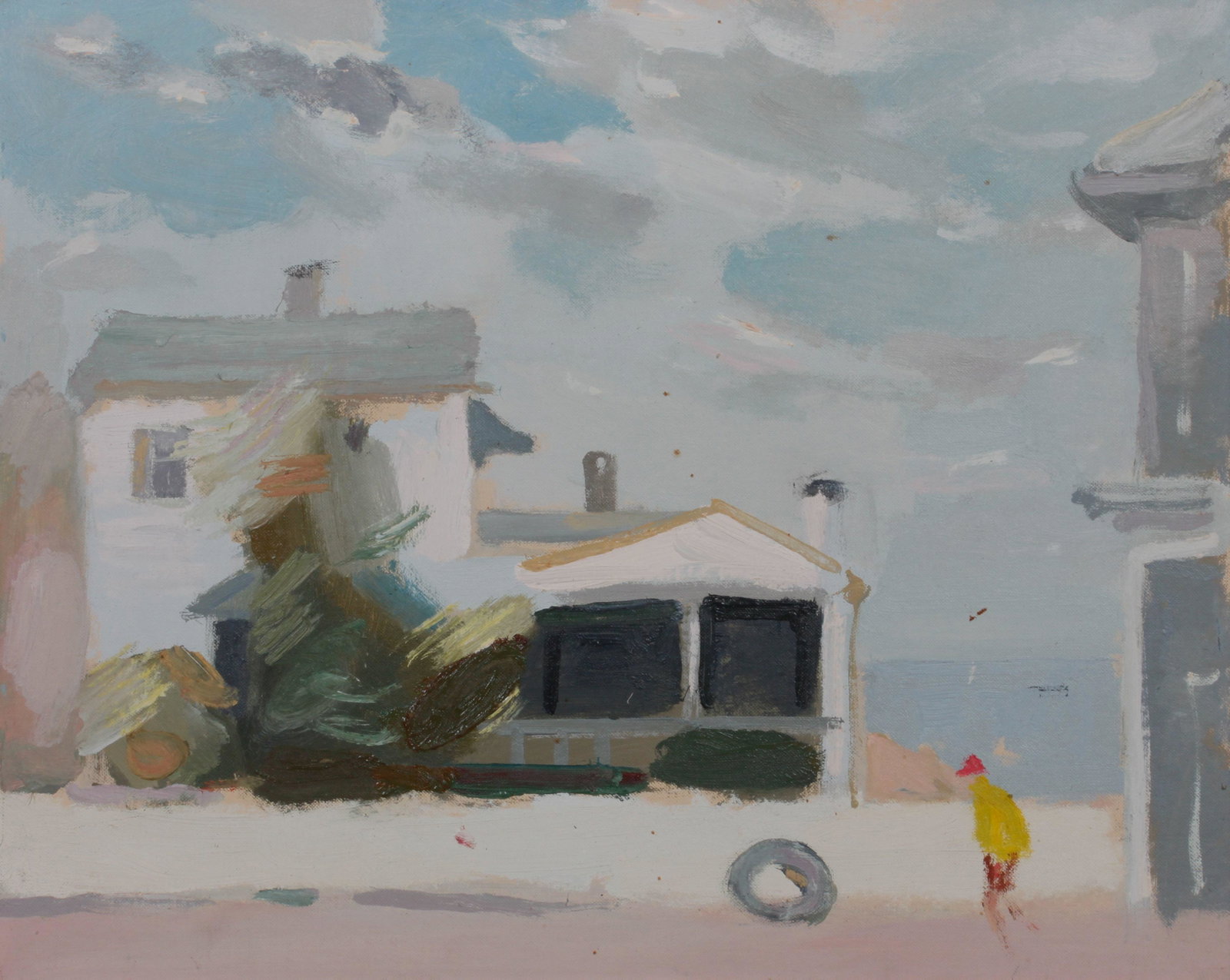 Frederick Conway (American, 1900-1973) Boy in Red Hat: Frederick Conway (American, 1900-1973) Boy in Red Hat on Beach oil on canvasboard Note to the buyer: This work is currently being stored at the Hindman St. Louis office. The shipment of the work from 