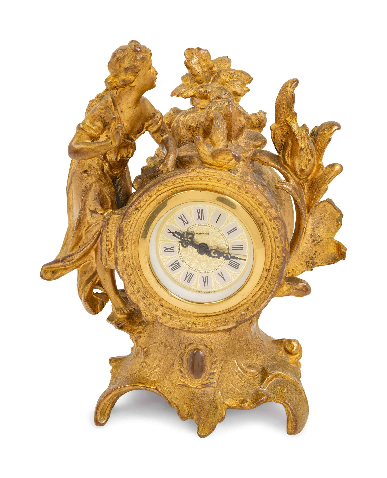 A Louis XV Style Gilt Metal Figural Clock with German (1 of 4)