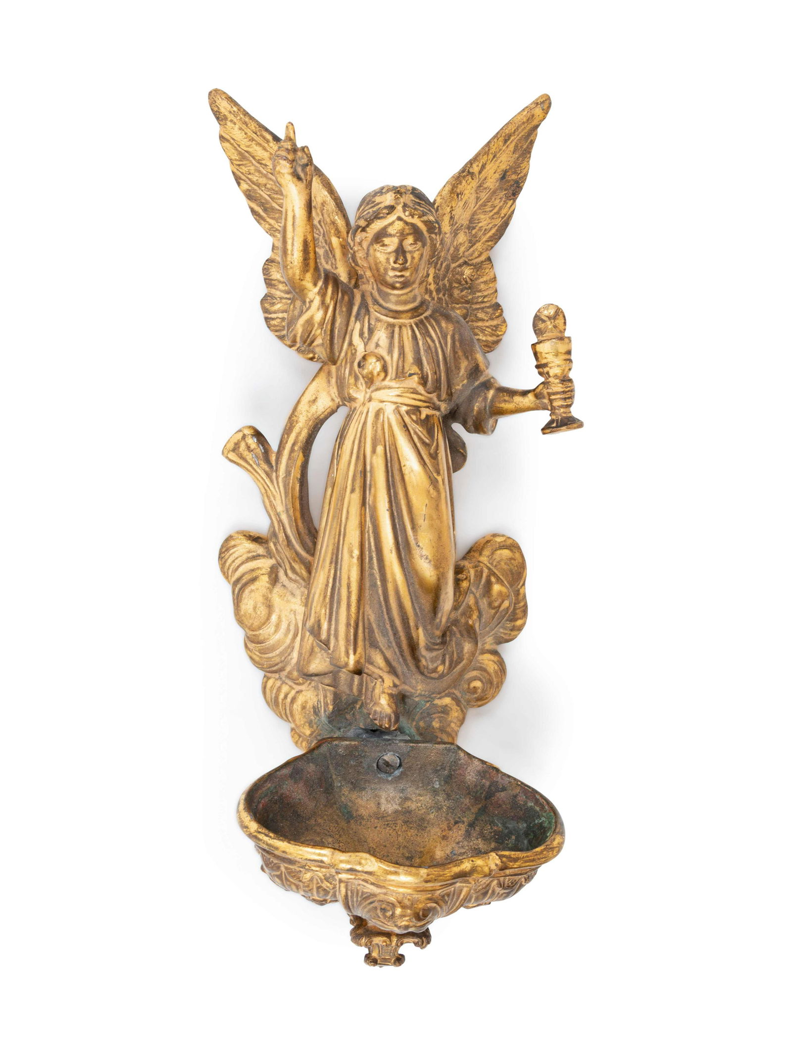 A Continental Gilt Bronze Figural Font (1 of 2)