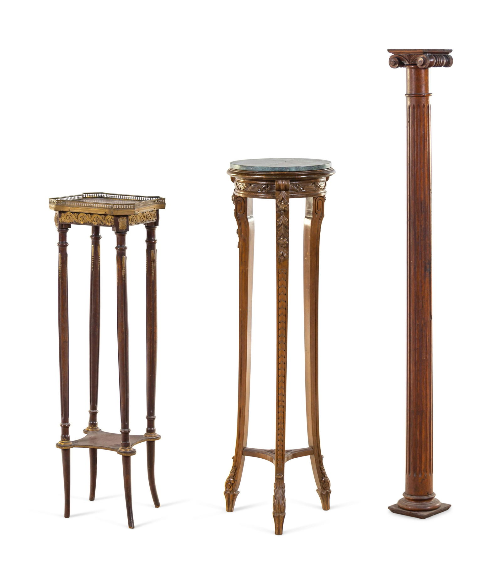 Three Carved Wood Pedestals (1 of 2)