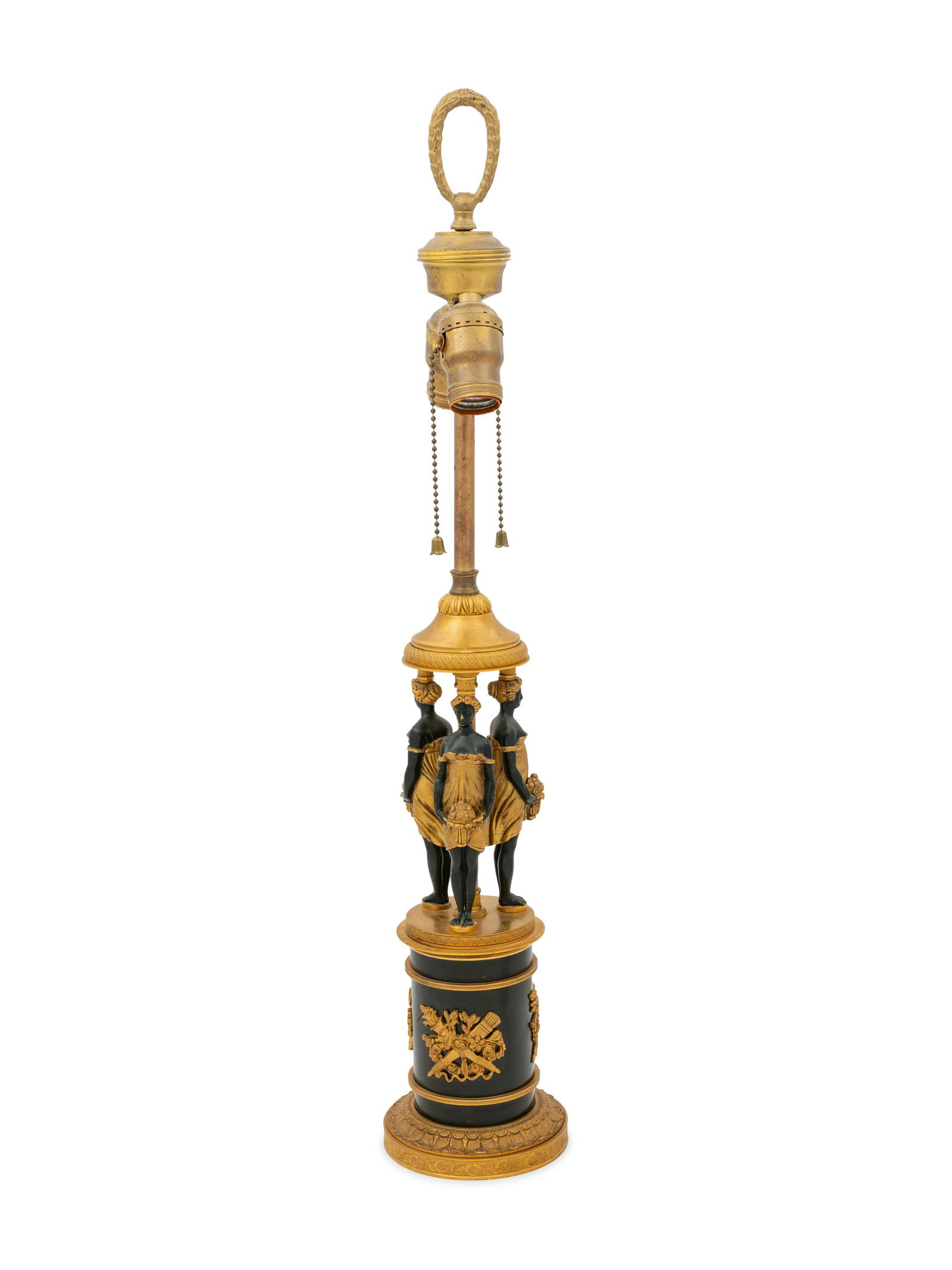 An Empire Style Gilt and Patinated Bronze Figural Lamp (1 of 1)