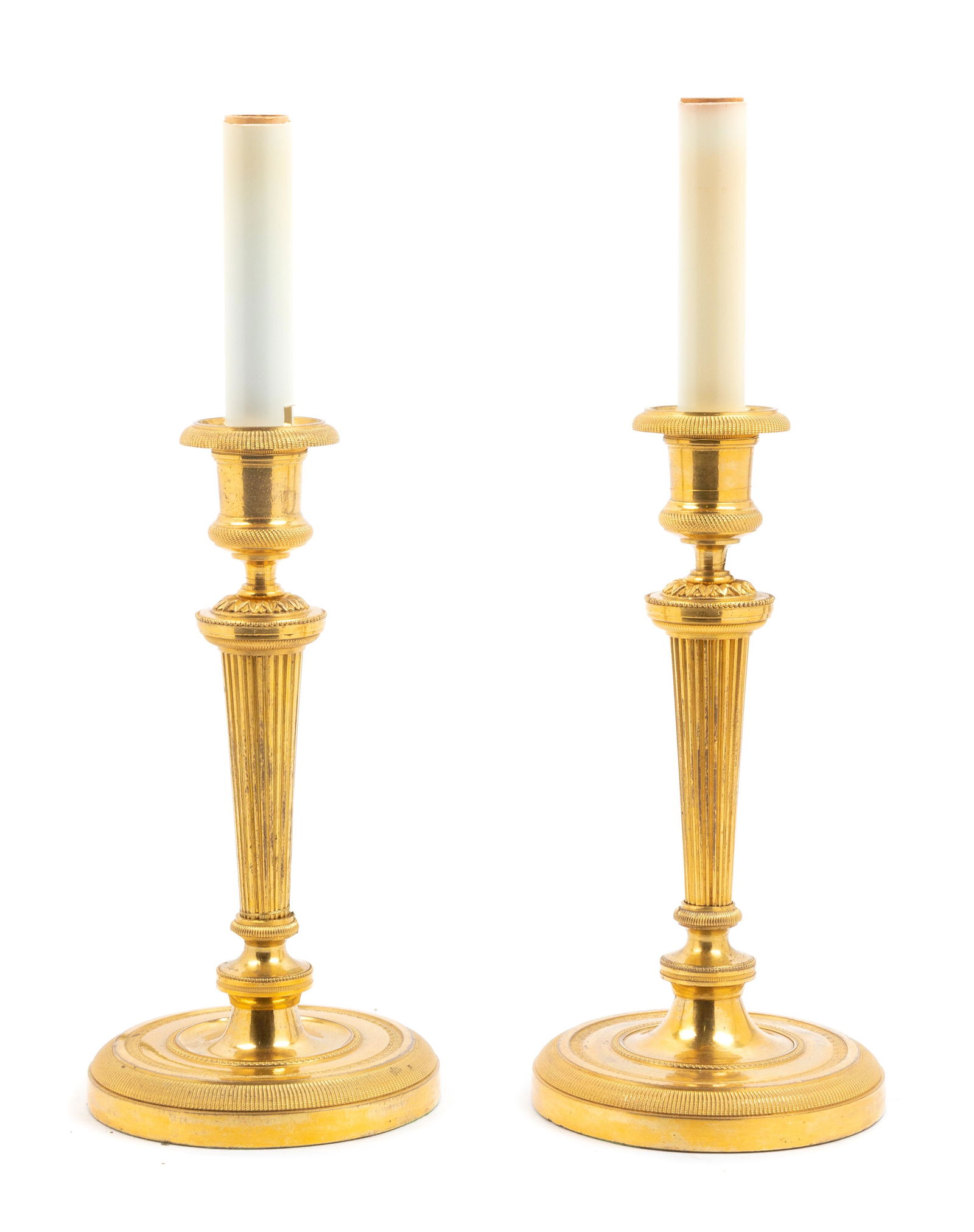 A Pair of Neoclassical Gilt Bronze Candlesticks (1 of 1)
