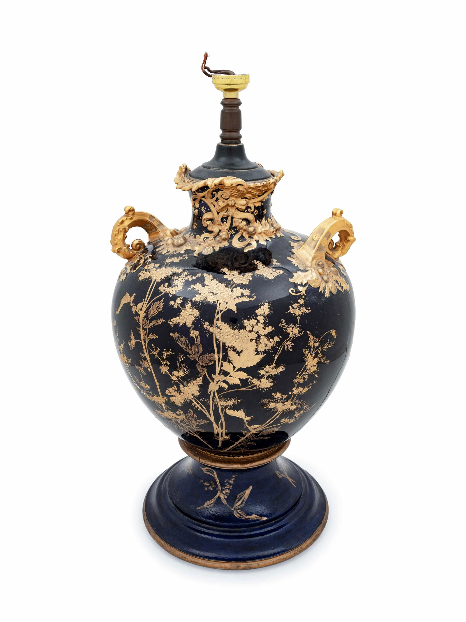 A Gilt Decorated Cobalt Glazed Vase (1 of 3)
