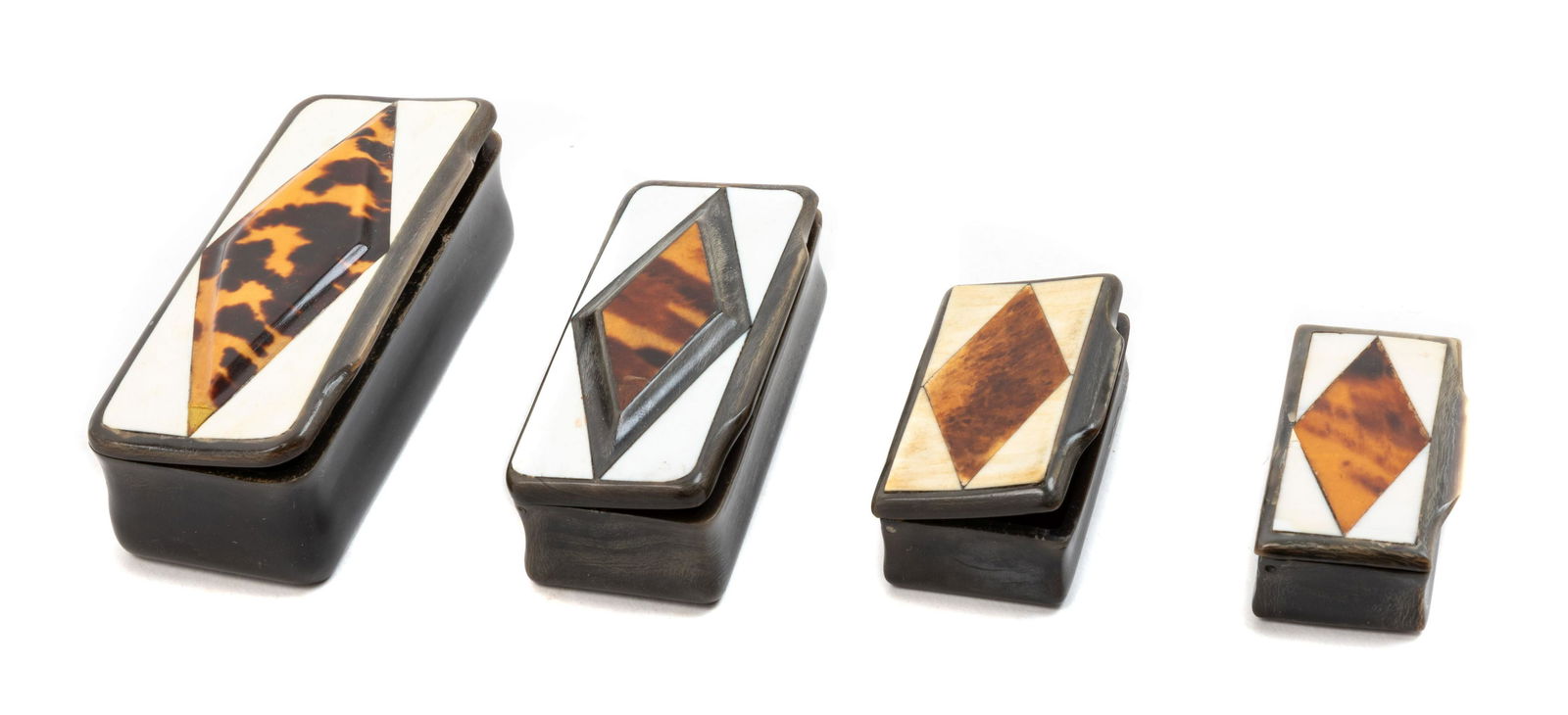 A Group of Four Carved Horn and Tortoise Shell Inlaid (1 of 1)