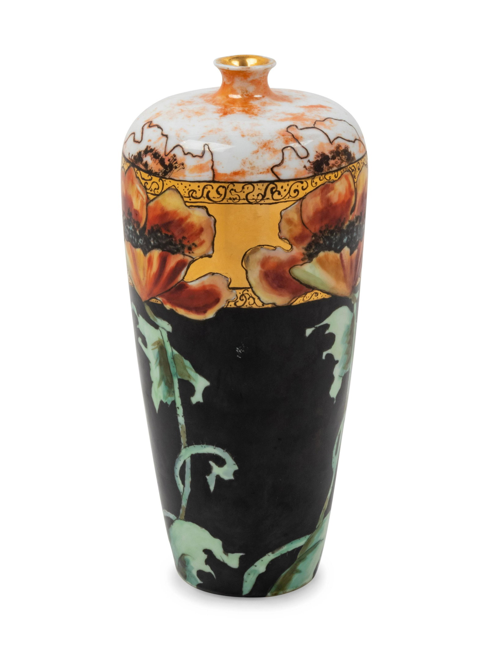 A Bavarian Porcelain Vase: A Bavarian Porcelain Vase Philip Rosenthal & Co, Early 20th Century of tapering form with Art Nouveau floral decoration. Height 9 1/4 inches. Property from the Estate of Dorothy Manewal Stephens, St. 