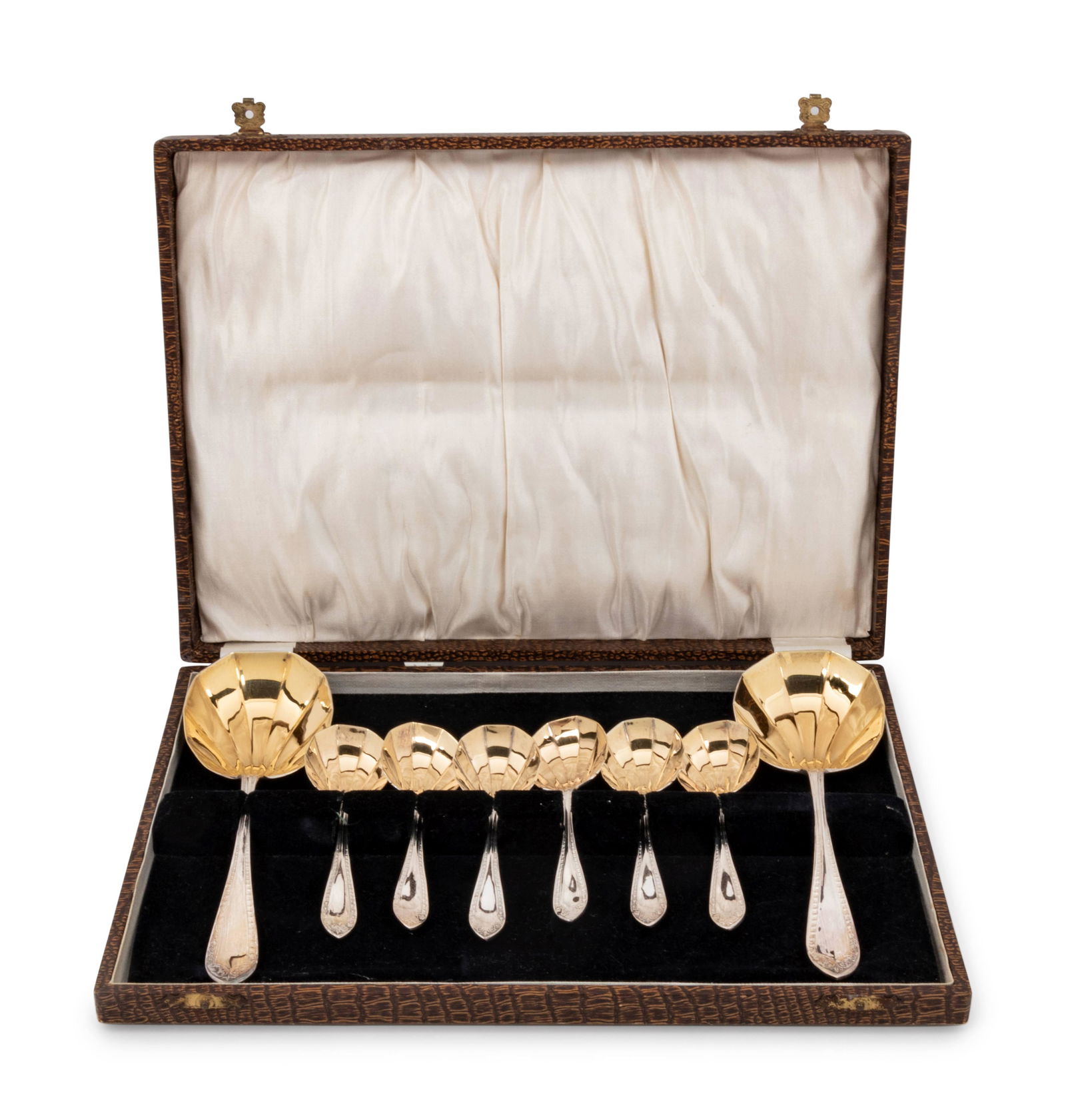 A Cased Set of Parcel Gilt SIlver-Plate Serving Spoons (1 of 3)