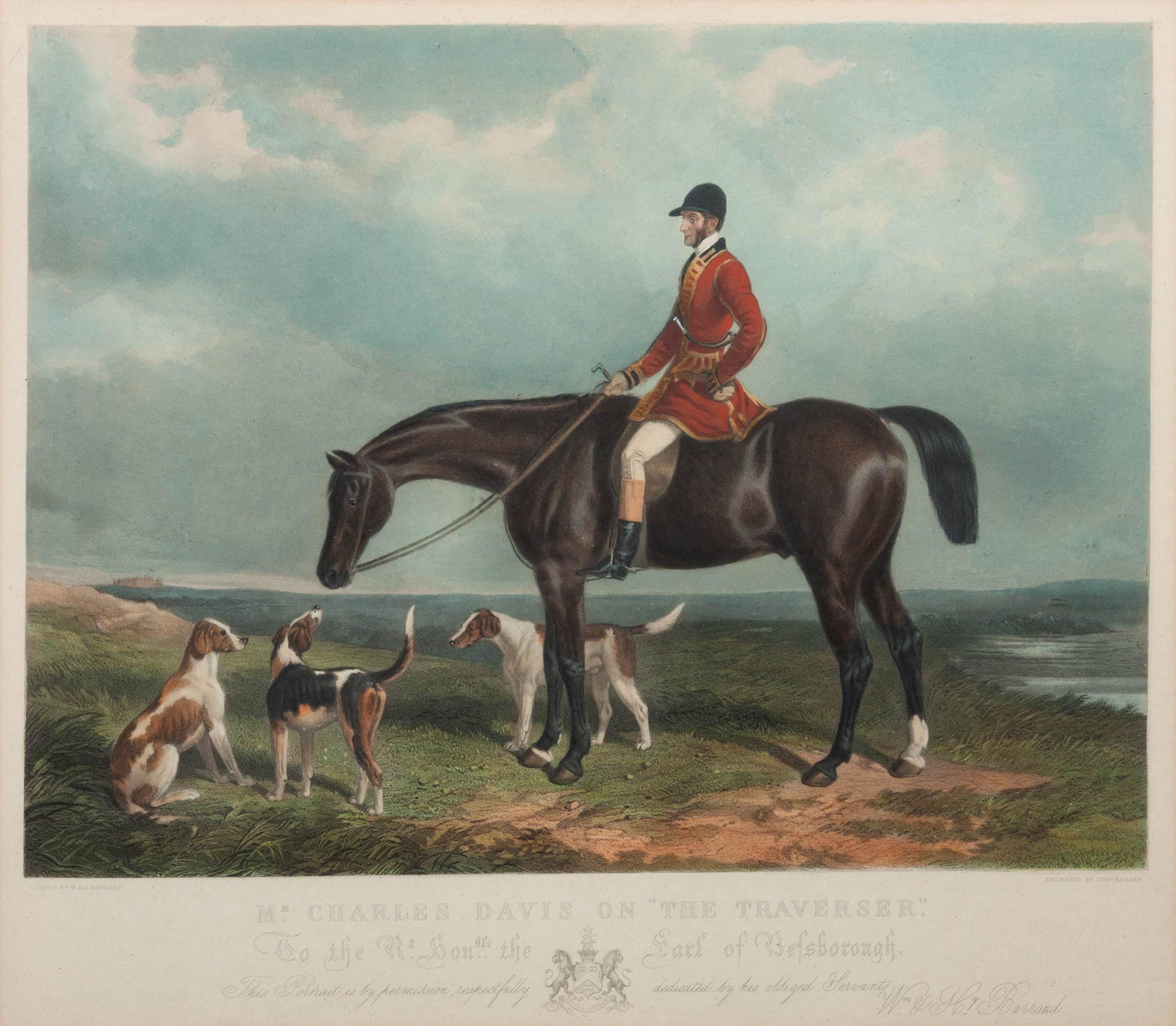 A Hand-Colored Engraving Depicting English Foxhounds (1 of 1)