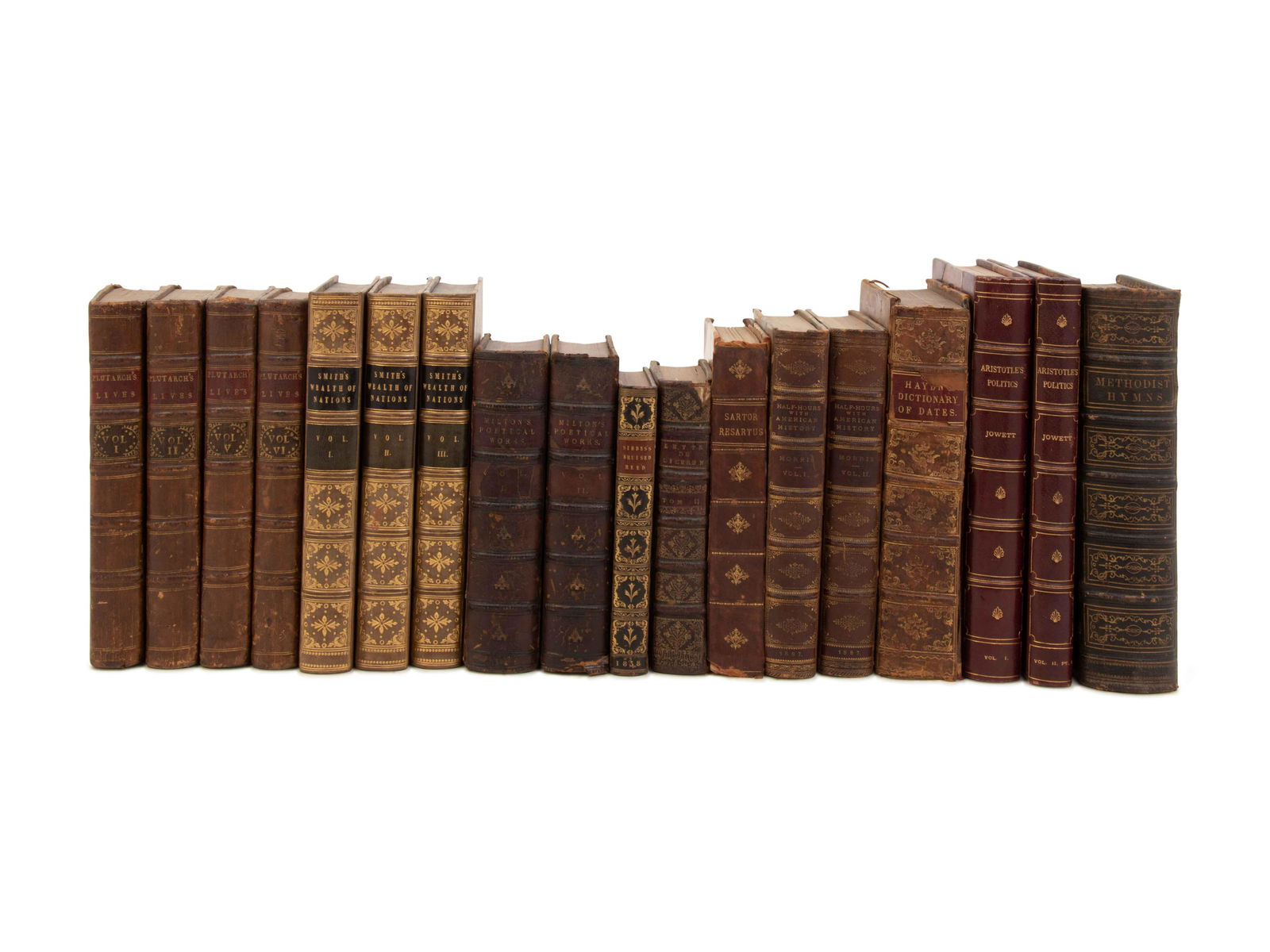 [LEATHER BINDINGS]. A group of 12 works in 20 volumes, (1 of 2)