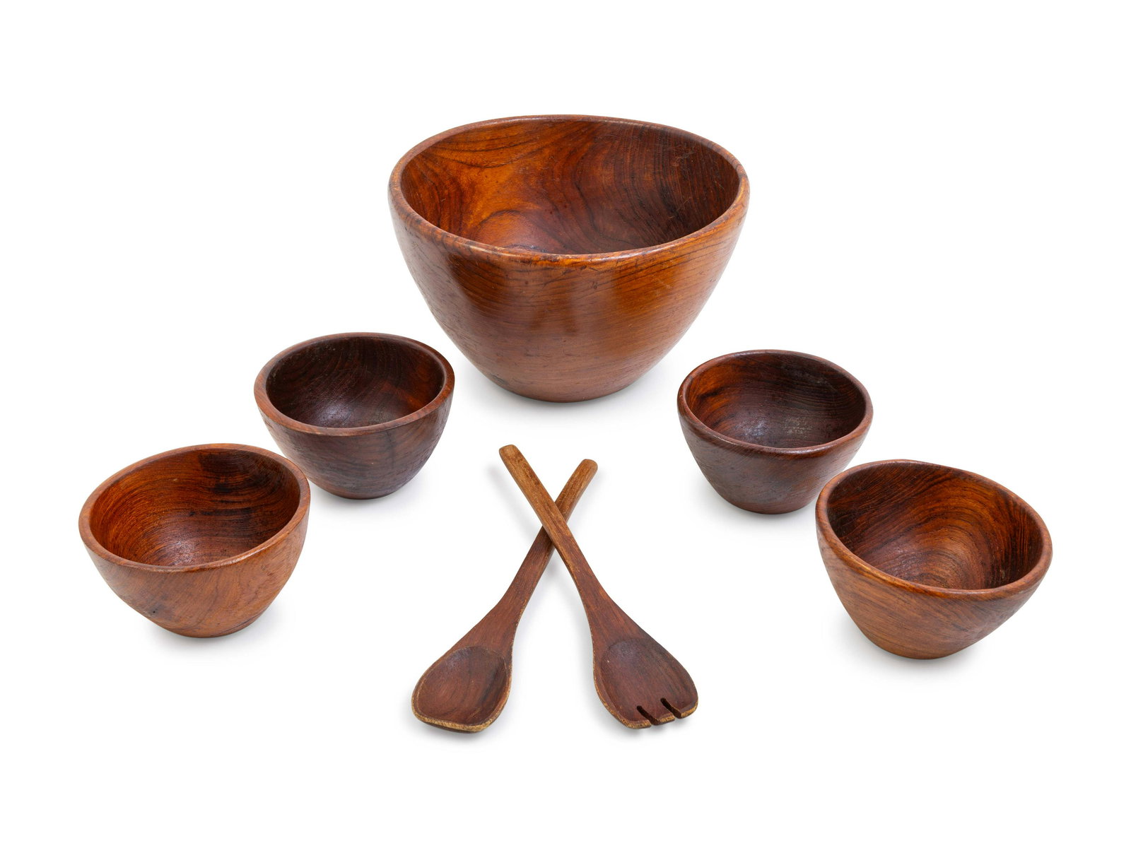 A CarvedWood Salad Serving Set (1 of 2)